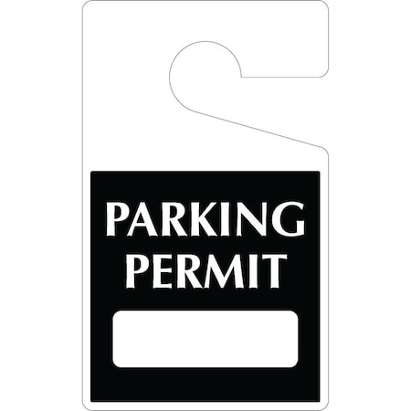 Lustre-Cal Heavy Duty Hanging Parking Permit Black 5in x 3in 55mil Plastic 1 Blank No Pad, 50PK 253323551K0000